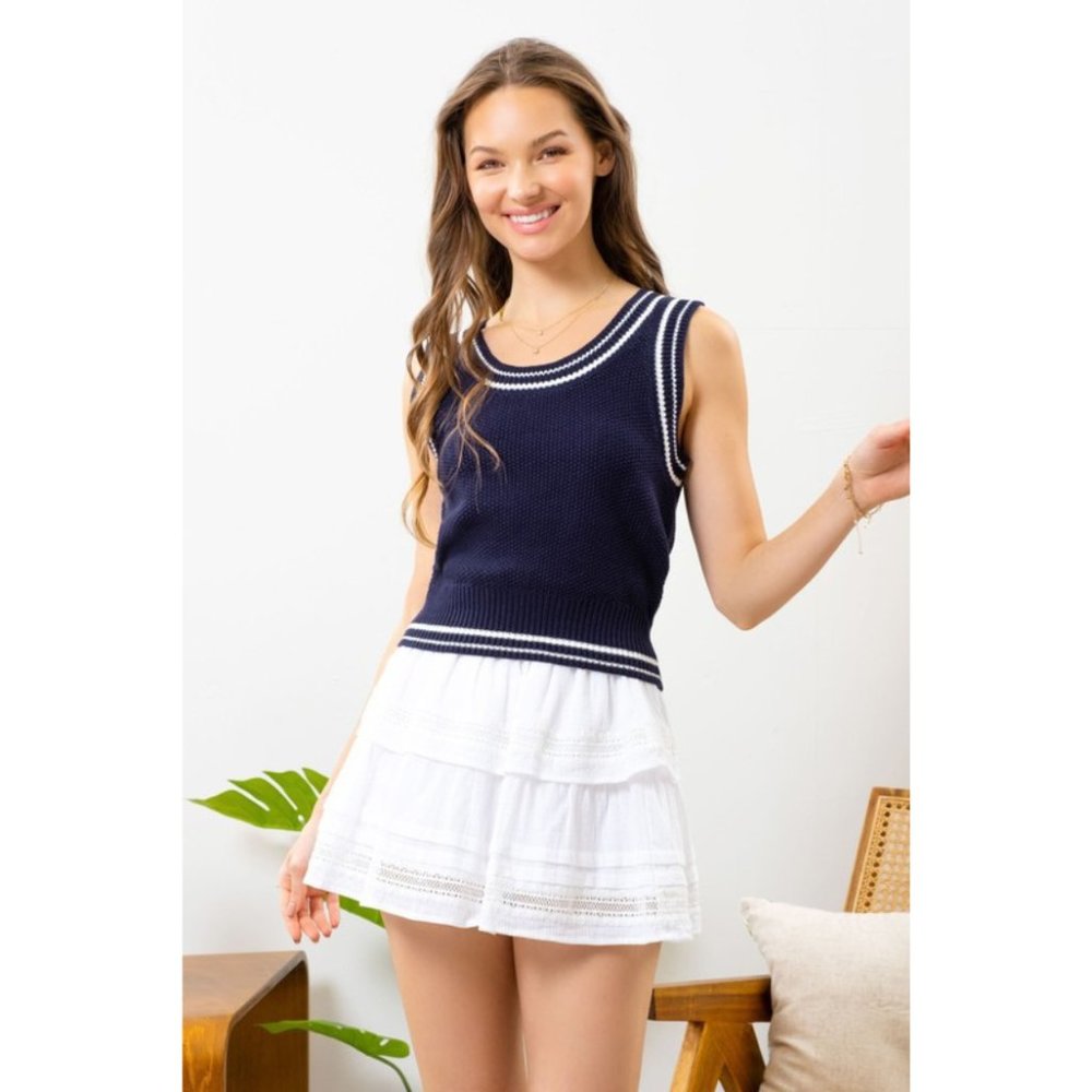 Navy Knit Varsity Vest {Mine} - Picture 2 of 5